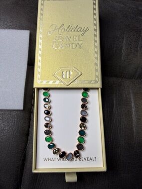 Bomb Party Holiday Jewel Candy NK12694 Frosted Gems Moss And Marble Necklace New